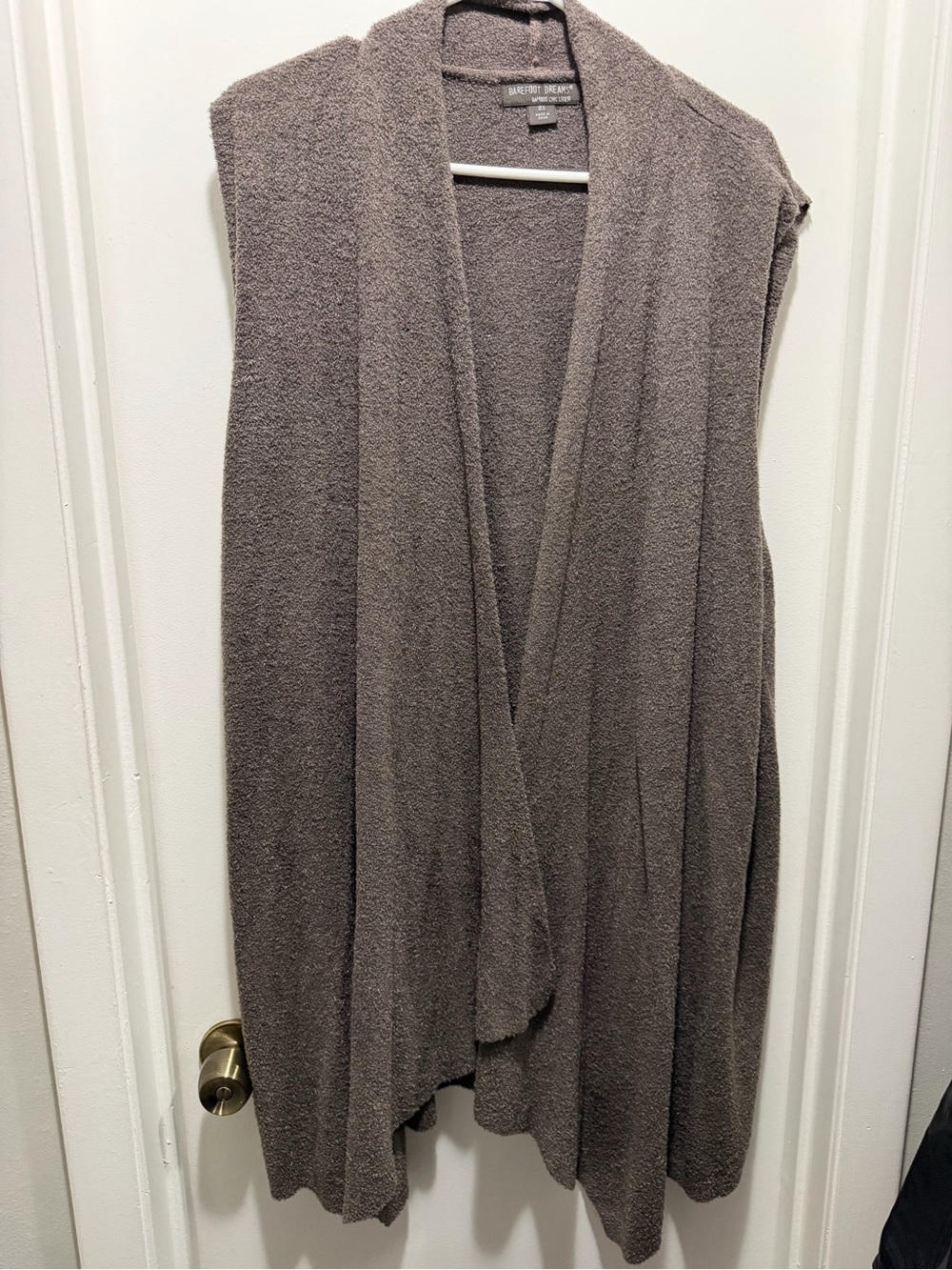 Barefoot Dreams Open-Front Sleeveless Cardigan Vest - Taupe Gray